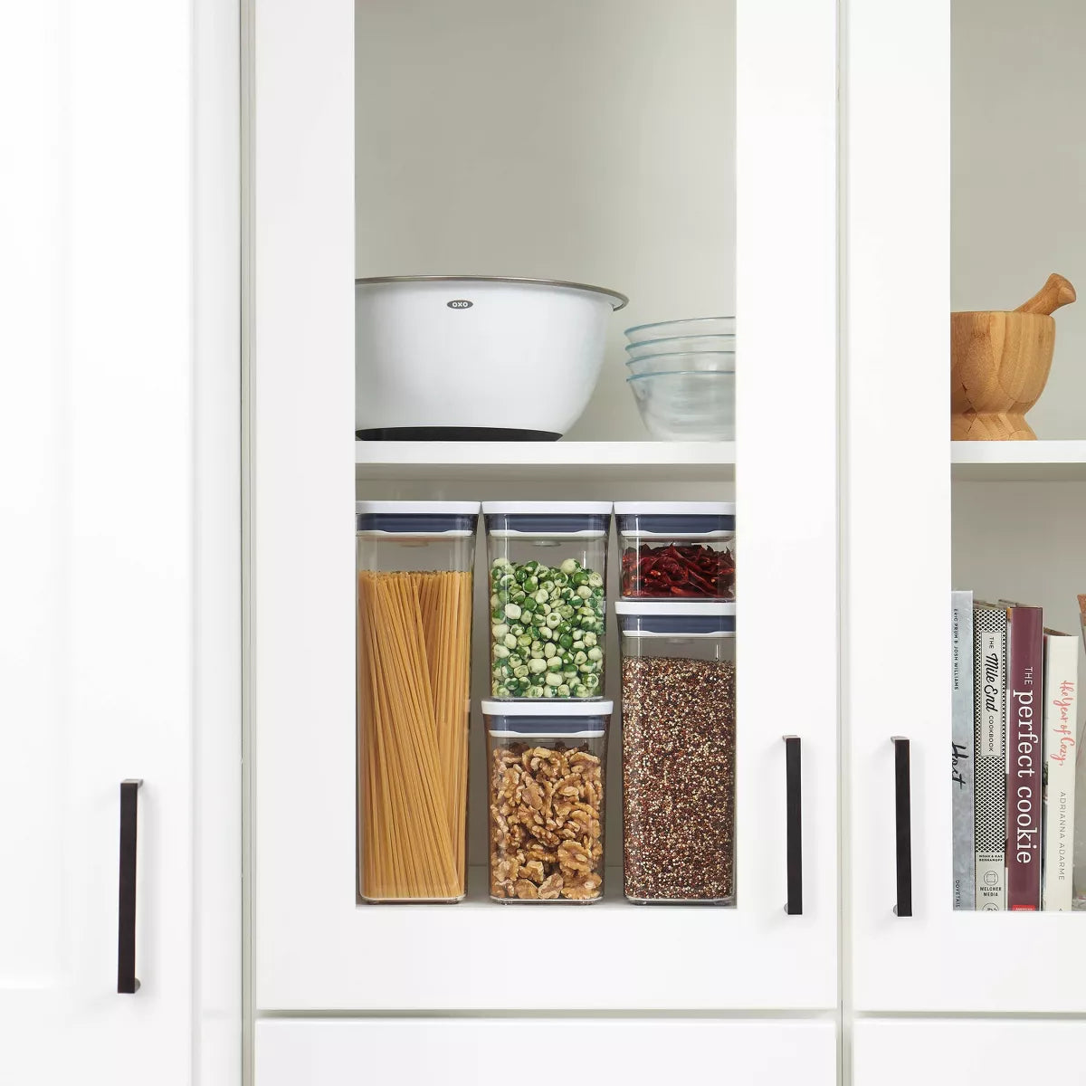 OXO POP 5Pc Plastic Airtight Food Storage Container Set White: Bpa-Free Kitchen Canisters, Dishwasher-Safe, Lifetime Warranty