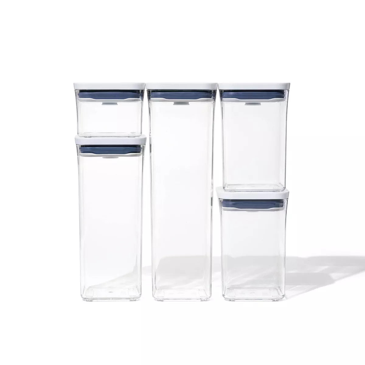 OXO POP 5Pc Plastic Airtight Food Storage Container Set White: Bpa-Free Kitchen Canisters, Dishwasher-Safe, Lifetime Warranty